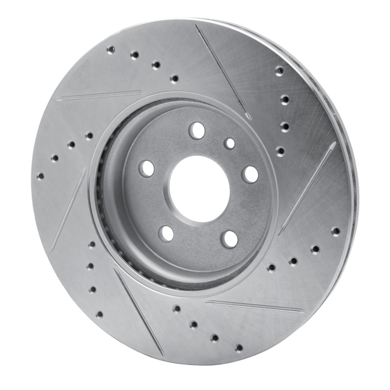 Buick Encore Brake Rotor (1) - Front Left - R1 Concepts - Drilled & Slotted - Silver - `13-`22